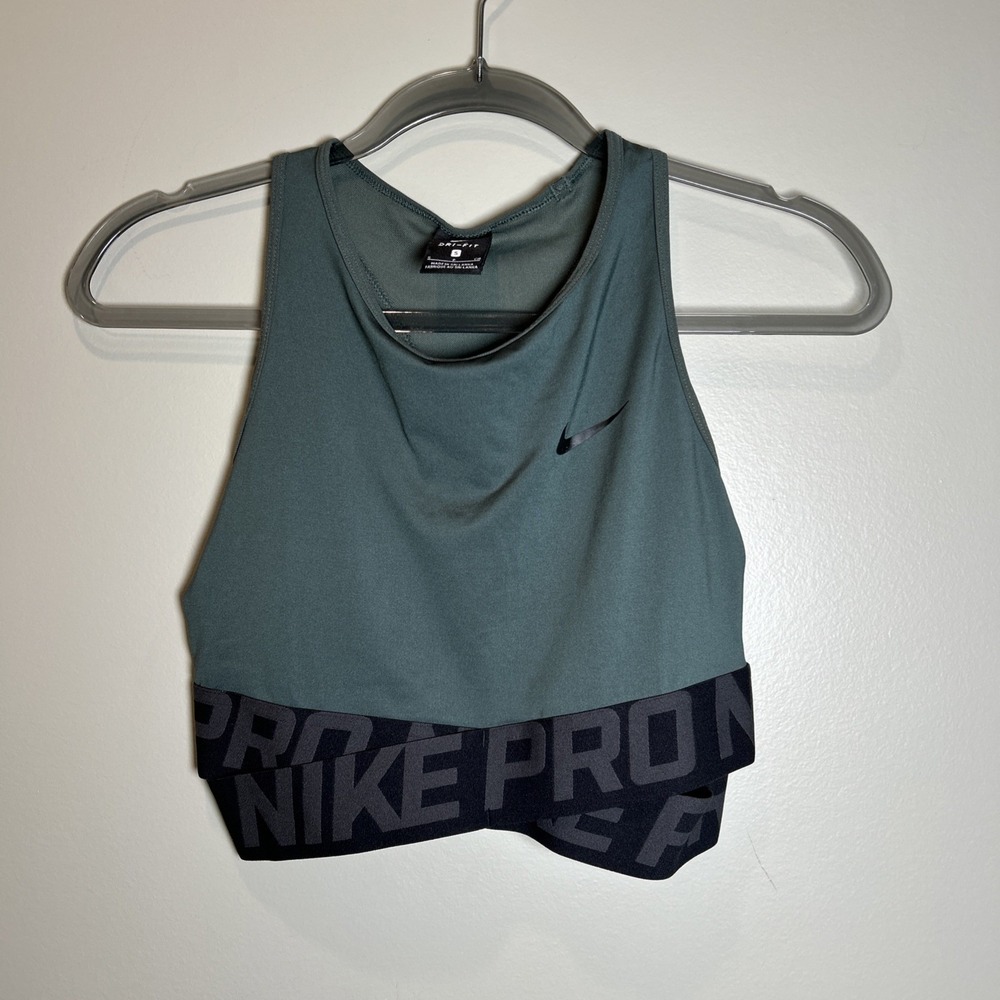 Nike Pro Women's Intertwist Cross Over Crop Top Tank Green size small